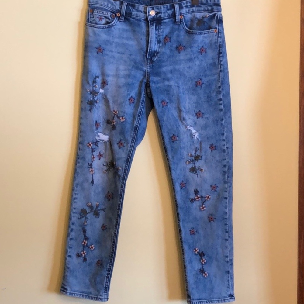 Lucky Brand Embroidered Acid Wash Jean